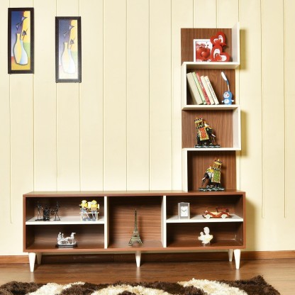 Home Full Engineered Wood TV Entertainment Unit  (Finish Color - Oak, Knock Down)