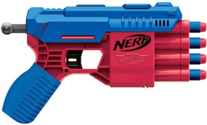 Nerf Alpha Strike Claw QS-4 Blaster and 4 Official Elite Foam Darts -4-Dart Blasting - Easy Load-Prime-Fire Guns & Darts  (Multicolor)
