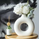 OriginalCeramics Donut Design Ceramic Vase  (8 inch, White)