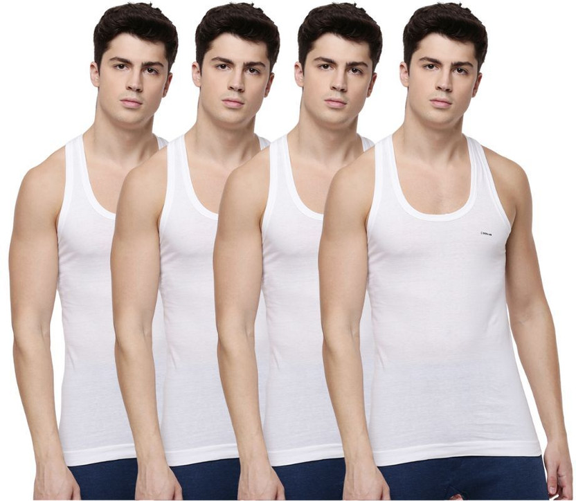 Pack of 4 Dollar Lehar Men Combed Cotton Round Neck Vest -Pack of 4- White Men Vest