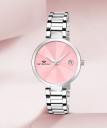 Elegant Pink Dial Date Functioning Stainless Steel Bracelet Watch for Women , Ladies & Girls Analog Watch  - For Women MT-LR704-PKC