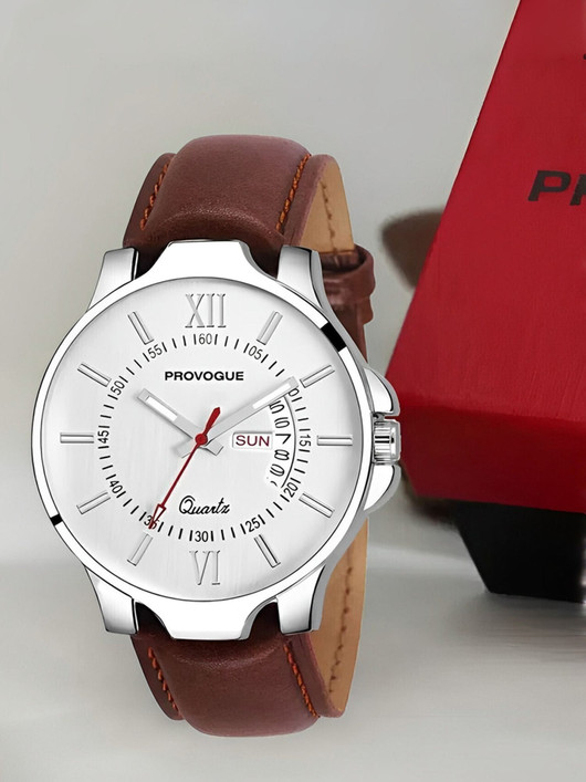 PROVOGUE Trending Premium Quality Functioning for Boys Analog Watch  - For Men SK-PG-4078-WYT-BRWN Basic with Day and Date Display