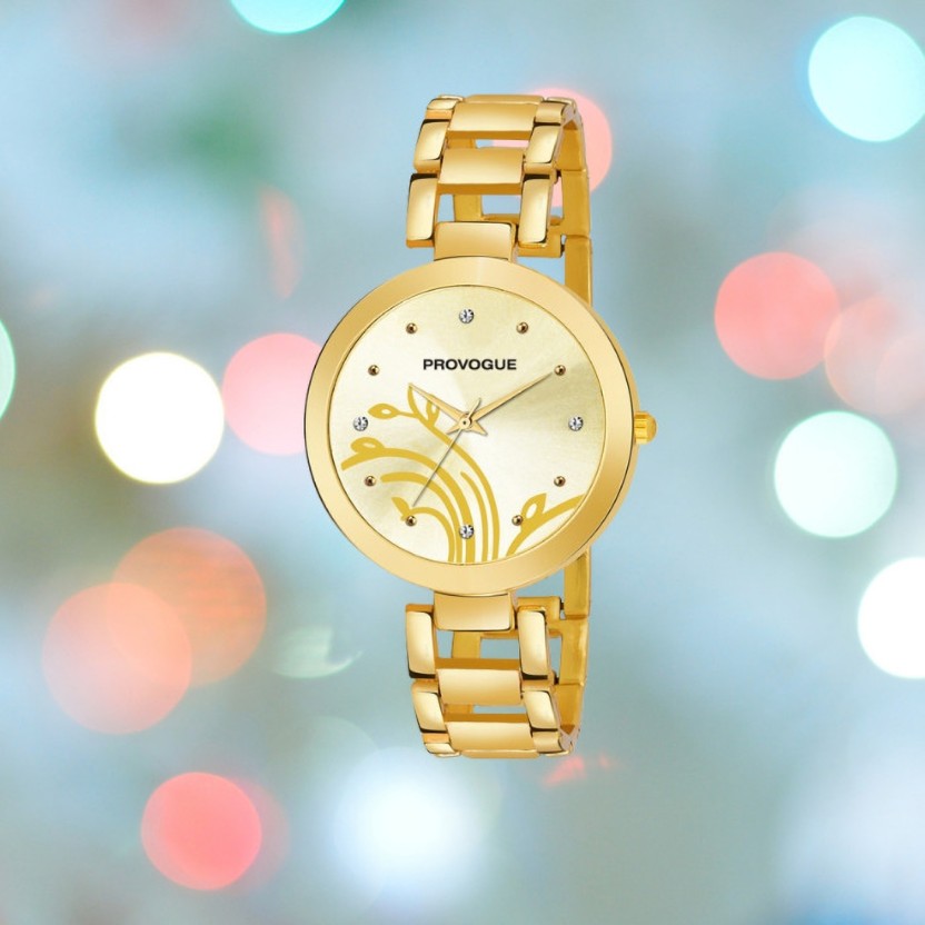 PRVG-GLD-2278 Gold & Golden Dial StainlessSteel Strap WaterResistant Brand Watch Analog Watch  - For Women PRVG6|Branded & Company Girls & Womens Golden Wrist-Hands Watch For Women