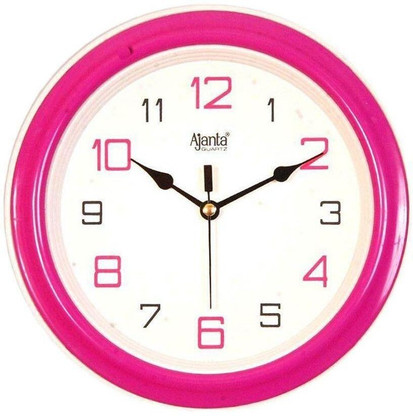 AJANTA Analog 20.5 cm X 20.5 cm Wall Clock  (Pink, With Glass, Standard)
