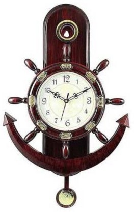 Flipkart SmartBuy Analog 37 cm X 17 cm Wall Clock  (Brown, With Glass)