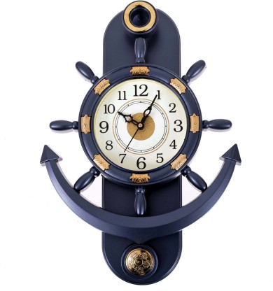 GrabBasket Analog 38 cm X 26 cm Wall Clock  (Grey, With Glass)