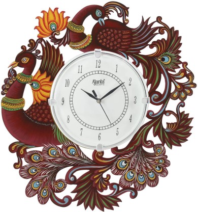 AJANTA Analog 35 cm X 33 cm Wall Clock  (Red, With Glass, Standard)