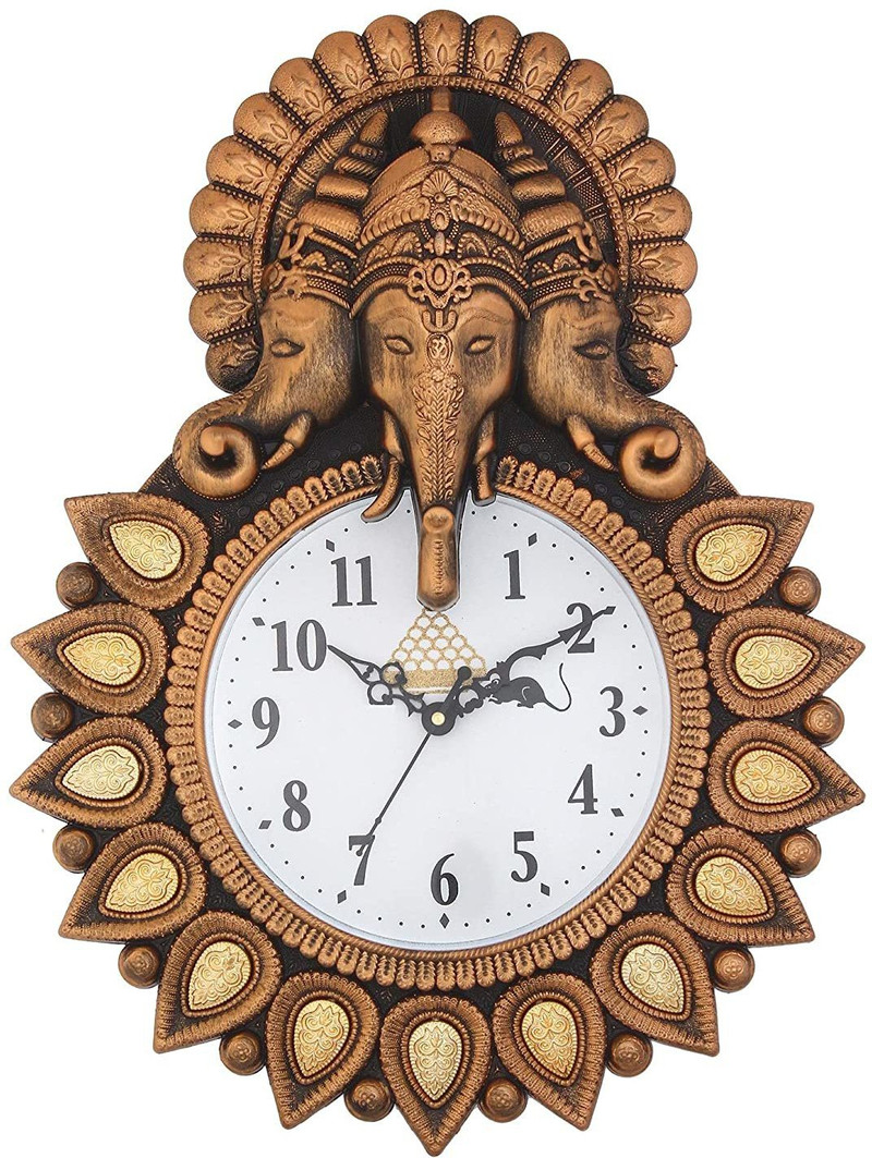 BIG BANG CREATIONS Analog 33 cm X 24 cm Wall Clock (Brown, With Glass, Standard)