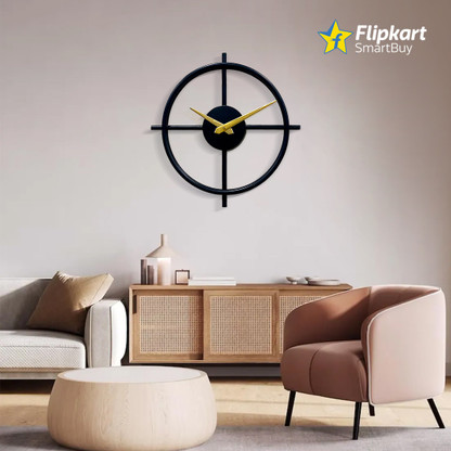 Flipkart SmartBuy Analog 30.5 cm X 30.5 cm Wall Clock  (Black, Without Glass, Standard)