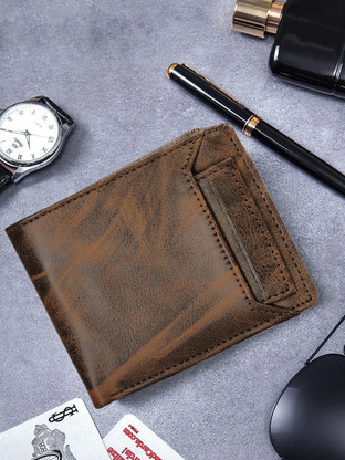 Men Casual, Formal, Ethnic, Evening/Party, Travel, Trendy Brown Artificial Leather Wallet  (3 Card Slots)