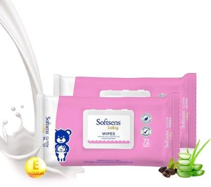 Softsens Baby Wipes With Aloe Vera & Moisturising Lotion  (144 Wipes)