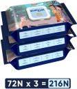 BUMTUM Baby Wet Wipes with Lid | Paraben & Sulfate Free (Pack of 3)  (216 Wipes)