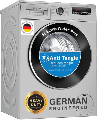 BOSCH 8 kg AntiTangle,AntiVibration,1400RPM Fully Automatic Front Load Washing Machine with In-built Heater Silver  (WAJ28262IN)