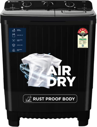 MOTOROLA 7.5 kg 5 star rating Midnight Series Semi Automatic Top Load Washing Machine Black  (MTSA755NNNDB)