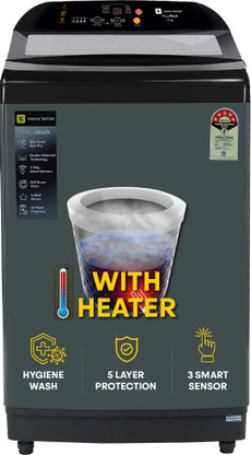 realme TechLife 12 kg MegaWash Range Fully Automatic Top Load Washing Machine with In-built Heater Grey (RMTL1205NHNHG)