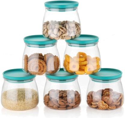 LEMARC Containers - Plastic Grocery Container  - 900 ml Plastic Grocery Container  (Pack of 6, Green)