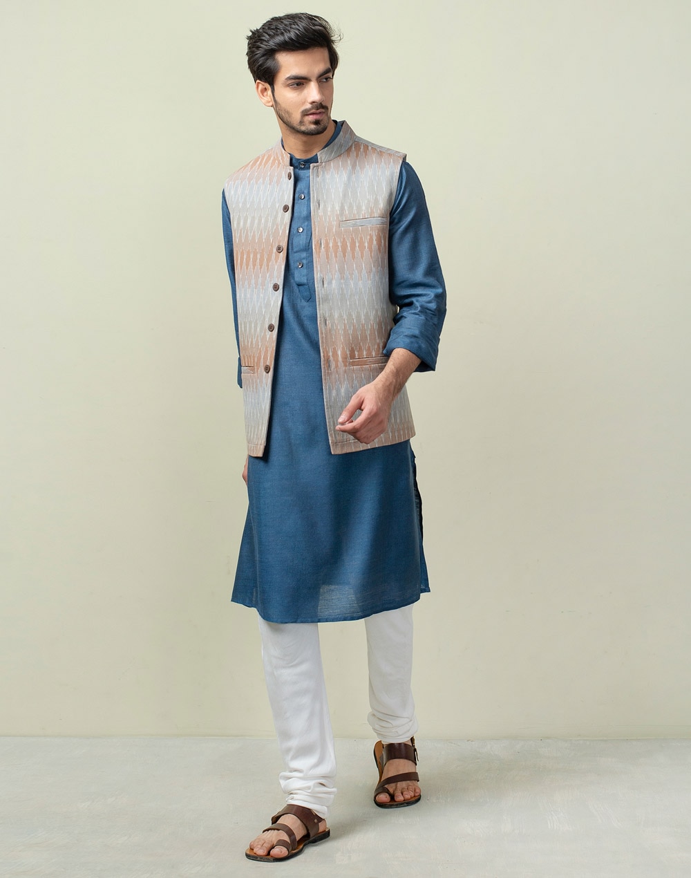 Cotton Ikat Nehru Jacket