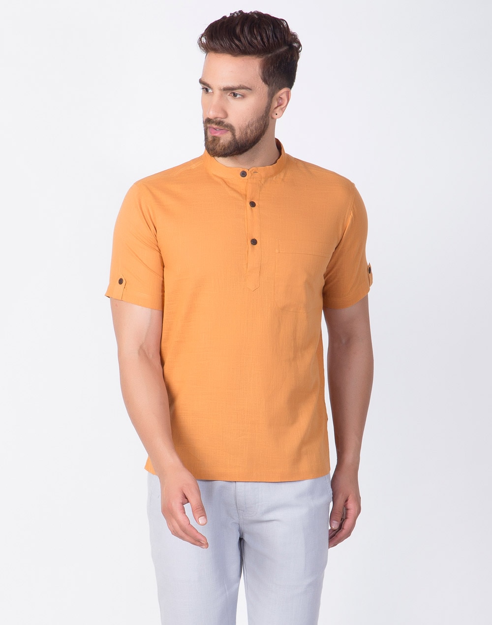 Cotton Slub Mid Placket Shirt