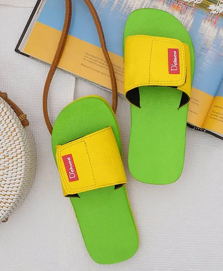 D'chica Bro Solid Color Slippers - Green Yellow