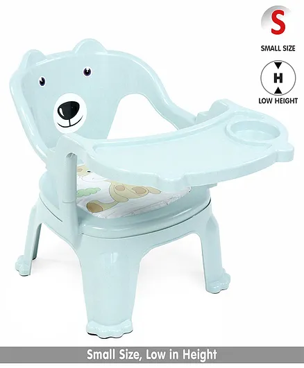 Small Size Light Weight Chair With Feeding Tray Bear Print - Blue