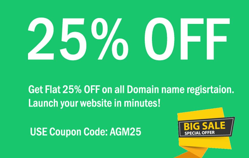 Flat 25%  Discount on Domain Name Registration