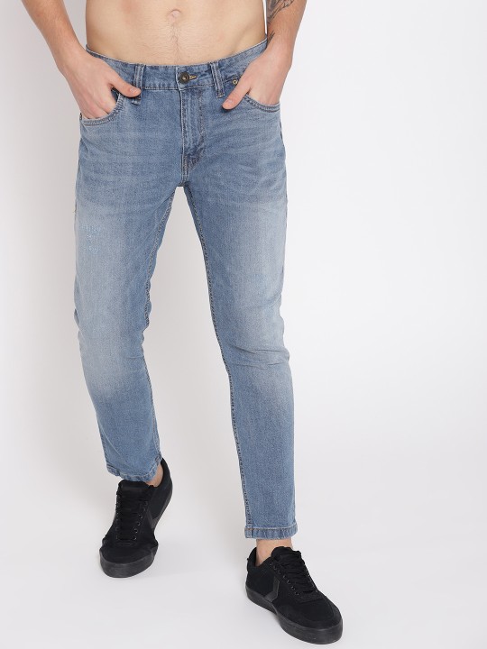 Roadster - Men Blue Super Skinny Fit Mid-Rise Low Distress Stretchable Jeans