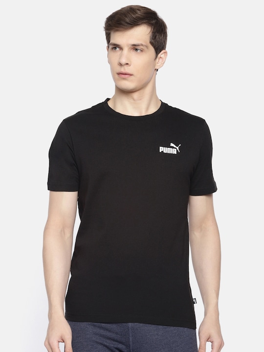 Puma - Men Black Printed Regular Fit ESS Small Logo Round Neck T-shirt