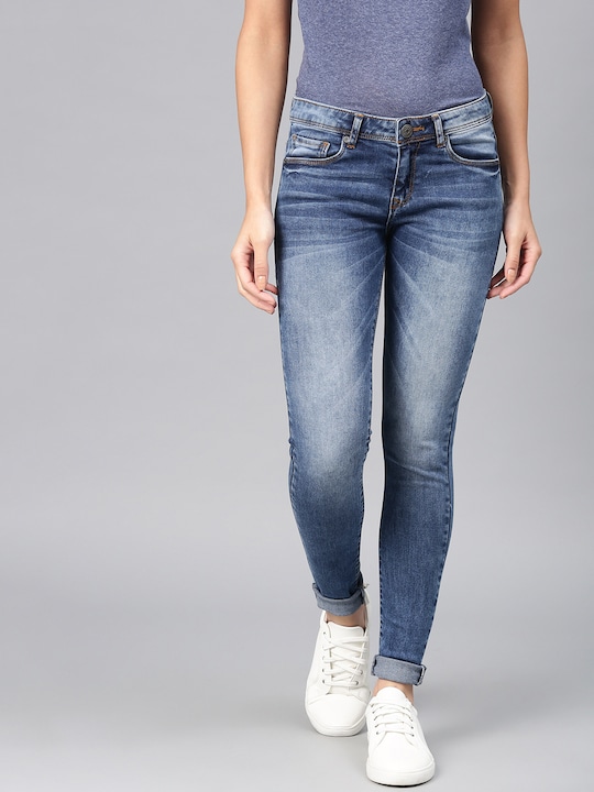 American Crew - Women Blue Slim Fit Mid-Rise Clean Look Stretchable Jeans