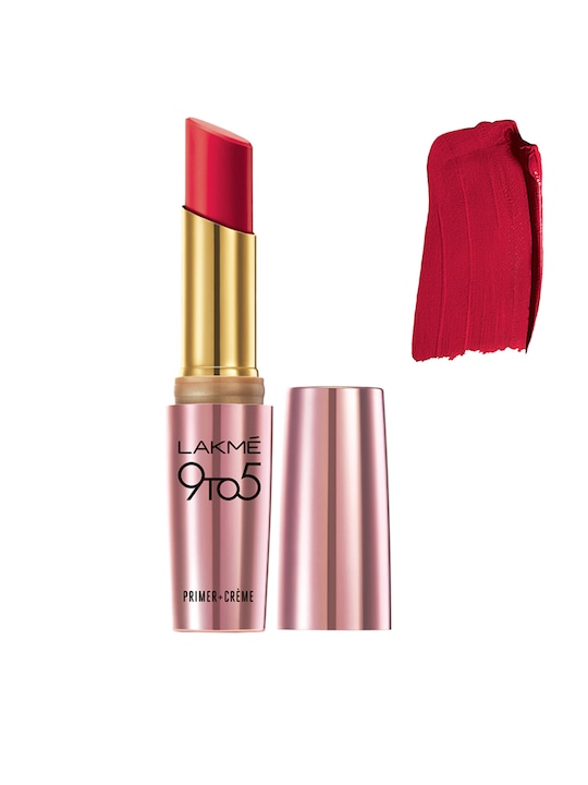 Lakme - 9To5 Primer + Creme Lip Color CR3 Red Rage 3.6 gm