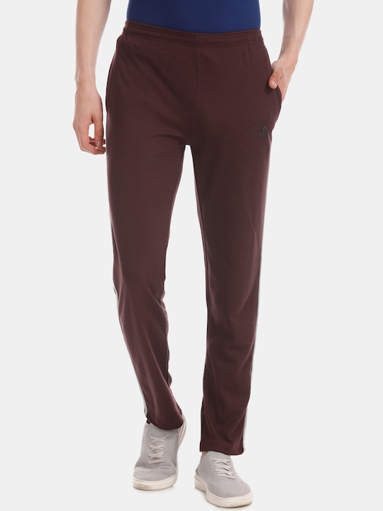 Colt - Men Maroon Solid Straight-Fit Track Pants