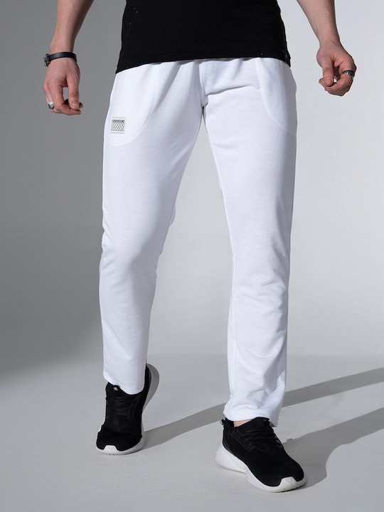 Hubberholme - Men White Solid Slim Fit Track Pants