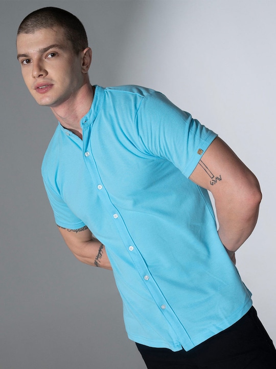 Hubberholme - Men Blue Regular Fit Solid Casual Shirt