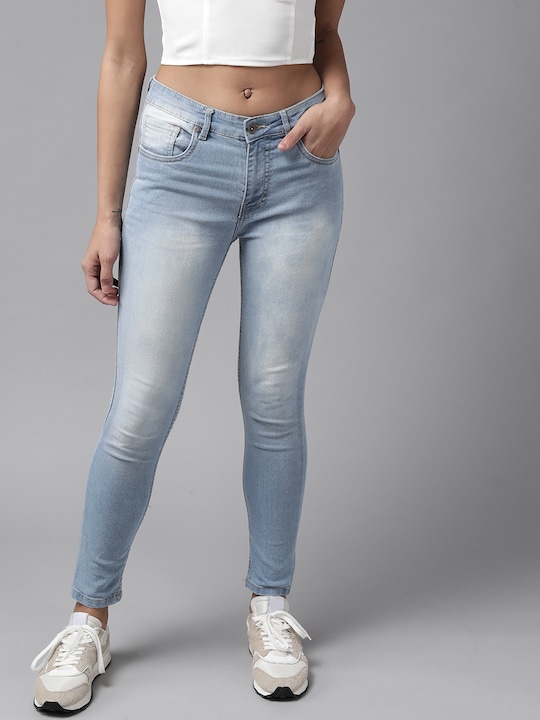 Roadster - Women Blue Super Skinny Fit Mid-Rise Clean Look Stretchable Jeans