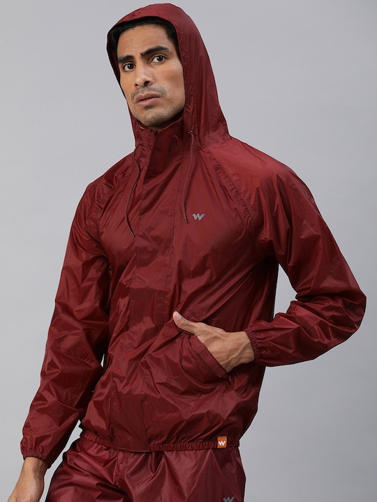 Wildcraft - Men Maroon Solid HypaDry Rain Jacket