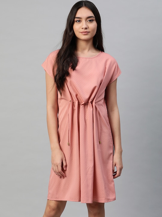 Marks & Spencer - Women Pink Self Design Shift Dress