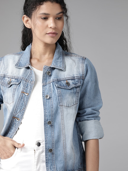 Roadster - Women Blue Washed Denim Jacket