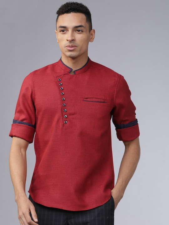 HIGHLANDER - Men Maroon Slim Fit Solid Casual Shirt
