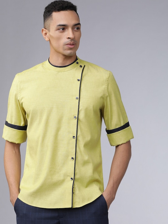 HIGHLANDER - Men Lime Green Slim Fit Solid Casual Shirt