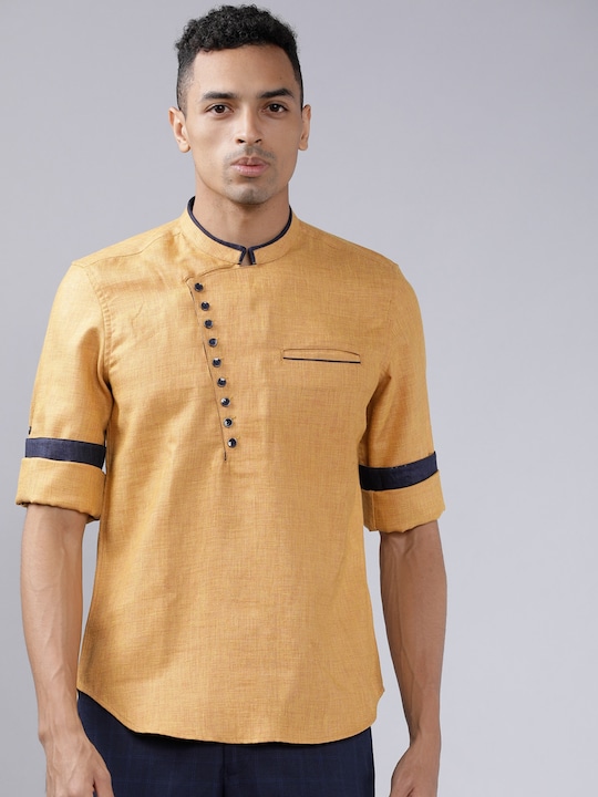 HIGHLANDER - Men Mustard Yellow Slim Fit Solid Casual Shirt