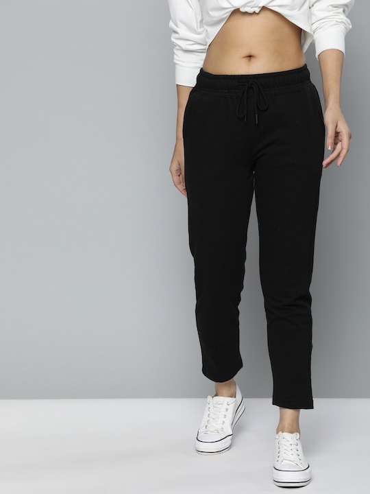 Harvard - Women Black Solid Cropped Track Pants