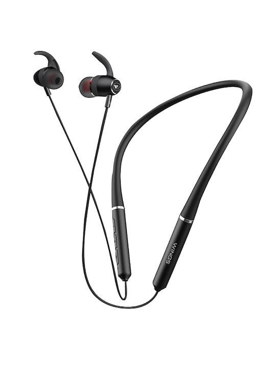 WINGS - Wings Unisex Black Elevate Neckband Bluetooth 5.0 Wireless Earphones