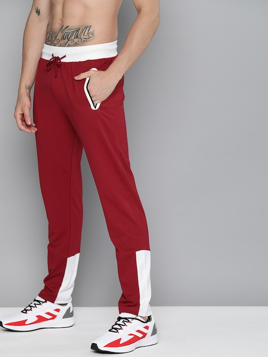 HERE&NOW - Men Maroon & White Straight Fit Colourblocked Track Pants
