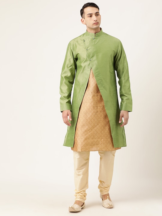 The Indian Garage Co - Men Green Solid Sherwani Jacket