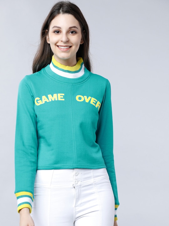 Tokyo Talkies - Women Green & Yellow Printed Sweatshirt
