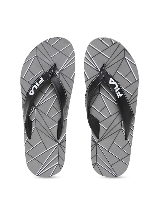 FILA - Men Grey & Black Printed Thong Flip-Flops