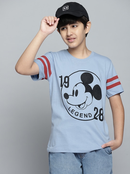 YK Disney - Boys Blue Printed Round Neck T-shirt