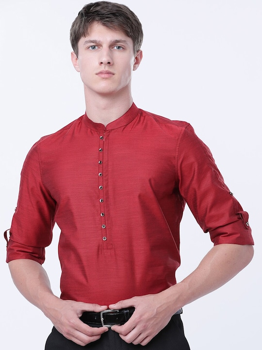HIGHLANDER - Men Maroon Slim Fit Solid Casual Shirt
