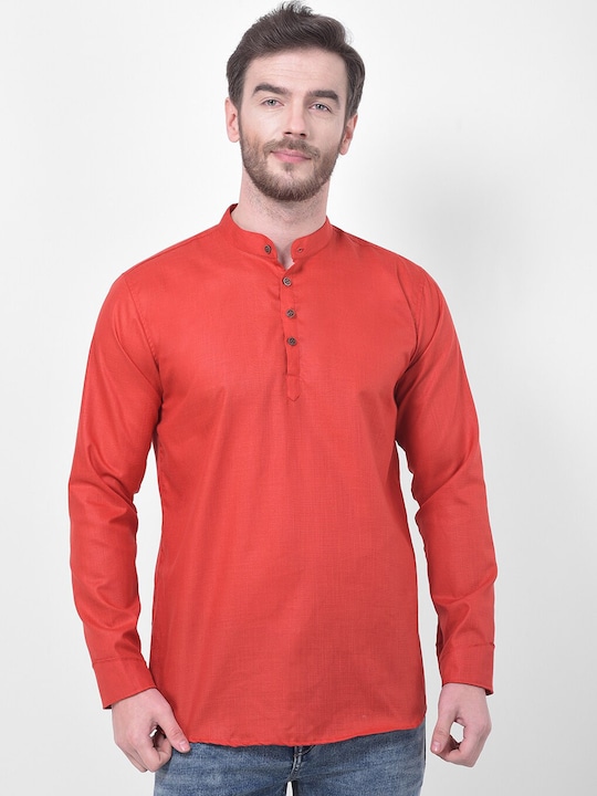 SG LEMAN - Men Red Solid Straight Kurta