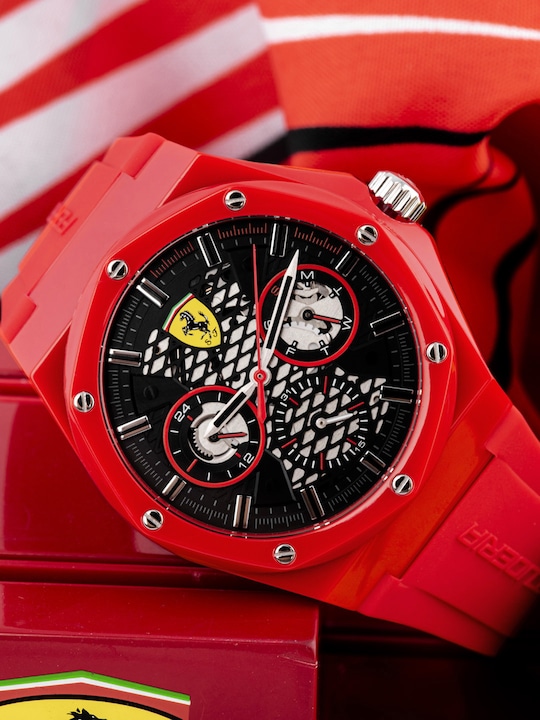 SCUDERIA FERRARI - Men Black & Red Multi Function Watch 0830786