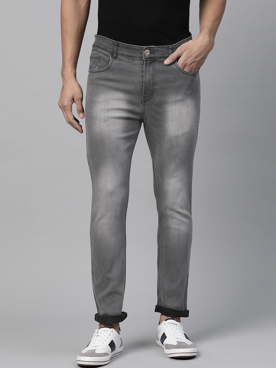 Hubberholme - Men Charcoal Slim Fit Mid-Rise Clean Look Stretchable Jeans